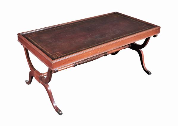 English living room table of the Regency line in mahogany