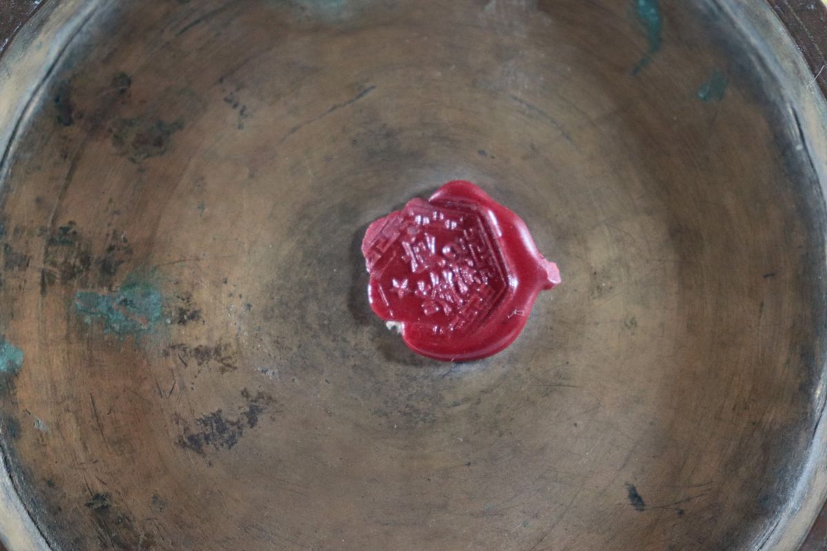 Antico vaso cinese in smalto cloisonnè celeste