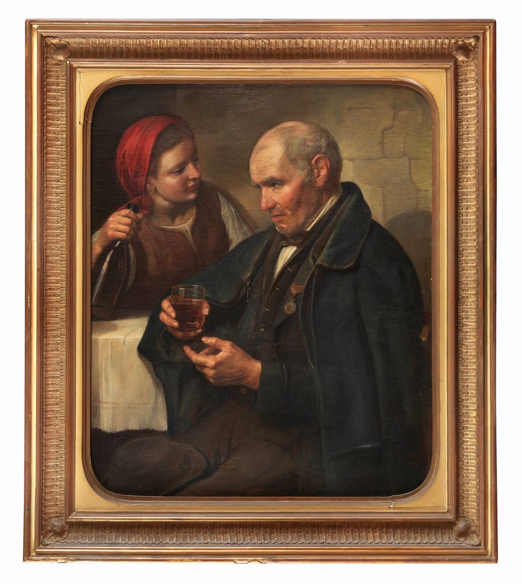 "Nobile alla locanda". Firmato e datato 1866. Dipinto ad olio su tela