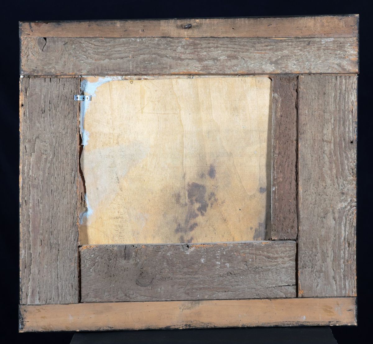 "Scena galante con ruscello e papere" sopraporta dipinto ad olio su compensato