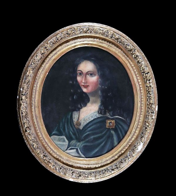 Scuola Italiana Fine XVIII Secolo - "Portrait of a noblewoman" oval oil painting on canvas