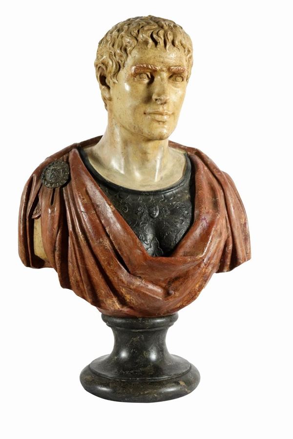 Bust "Roman Emperor" decorated with imitation marble
