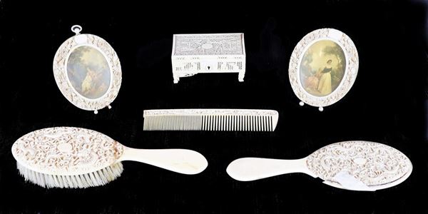 Lot of six antique small ivory objects