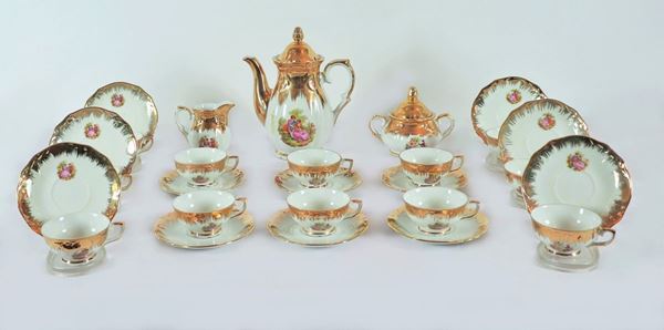 White and gold Bavaria porcelain coffee set (15 pieces)