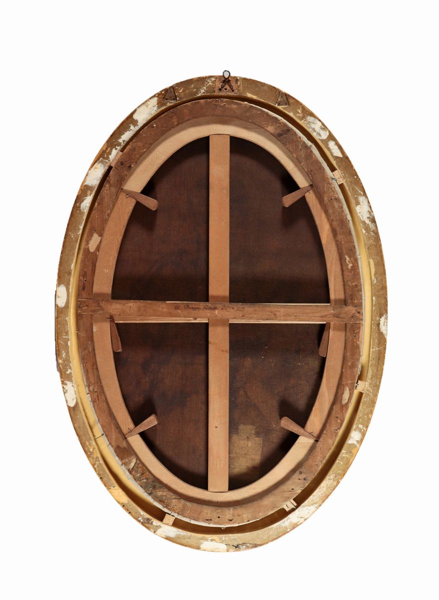 "Madonna con Bambino" dipinto ovale ad olio su tela