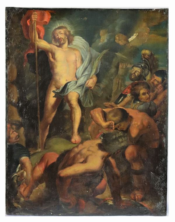 Scuola Spagnola Inizio XIX Secolo - "The Resurrection" oil painting on canvas