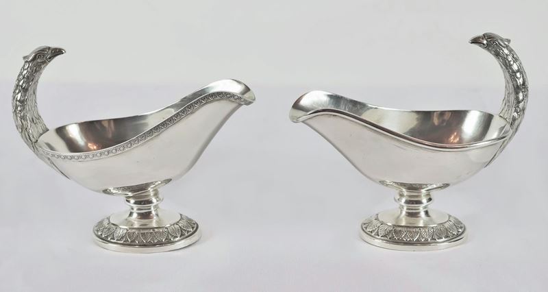 Coppia di salsiere in argento gr. 460