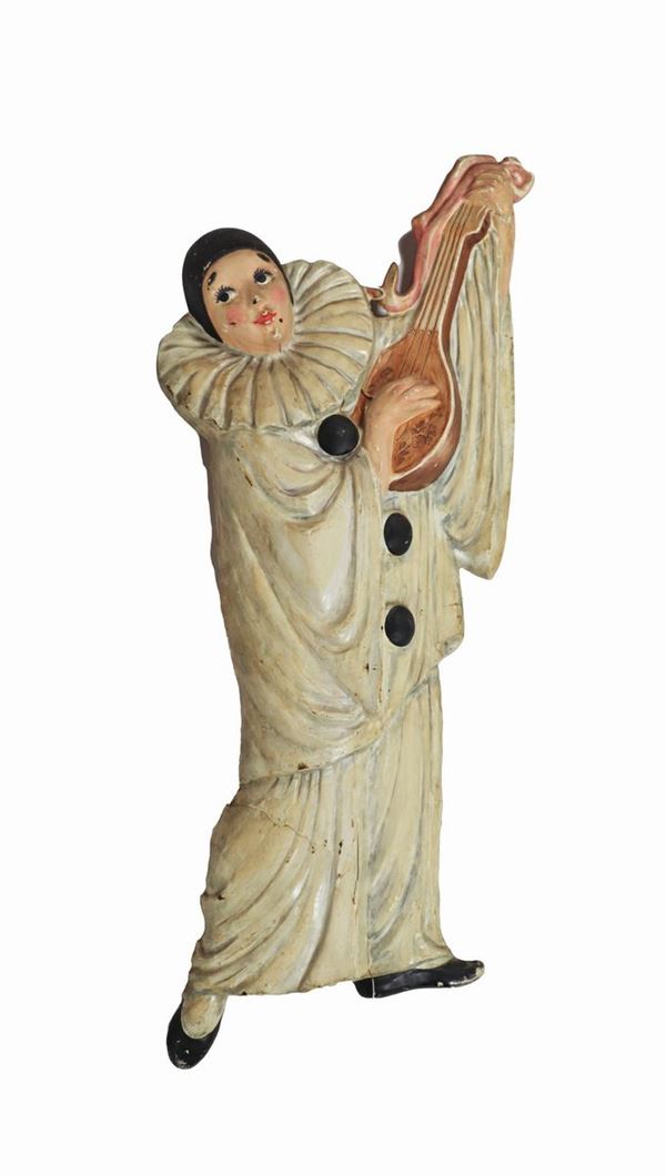 Pierrot per scenografia in cellulosa decorato e variopinto