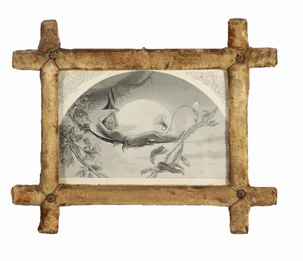 Small French Liberty engraving in sixth oval "Dragonfly on the hammock"