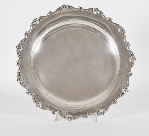Large round plate in silver gr. 450