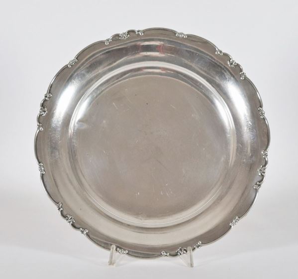 Large round plate in silver gr. 490