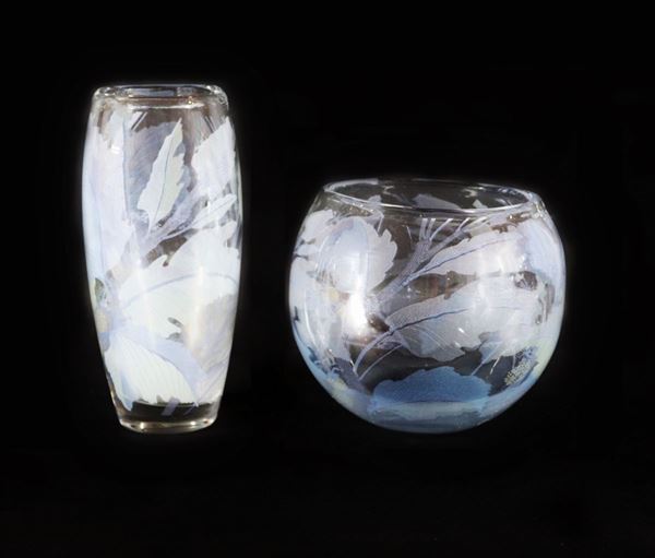 Lotto di due vasi in cristallo di Rosenthal 