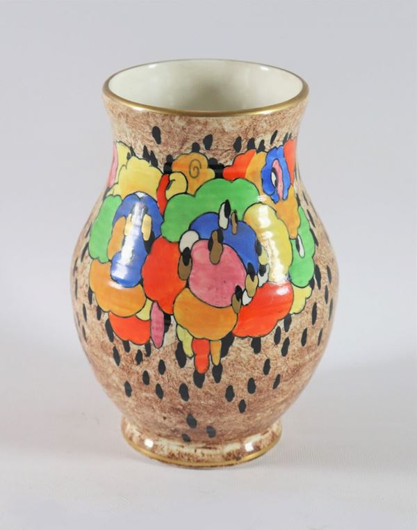 Small English vase in porcelain and glazed ceramic marked Crown Ducal