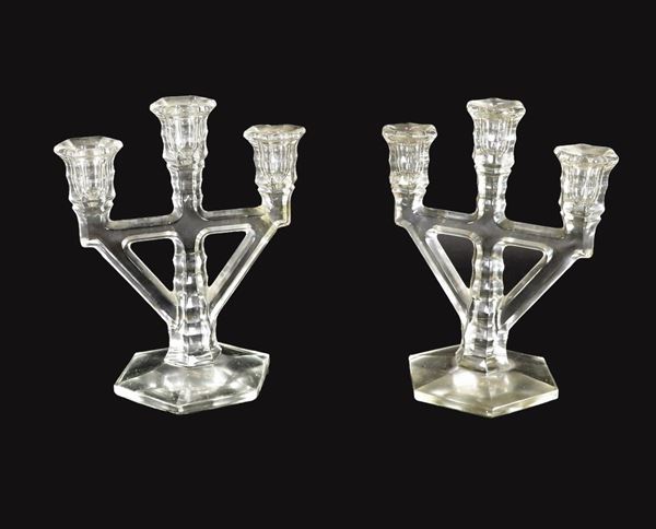 Pair of German crystal candelabra