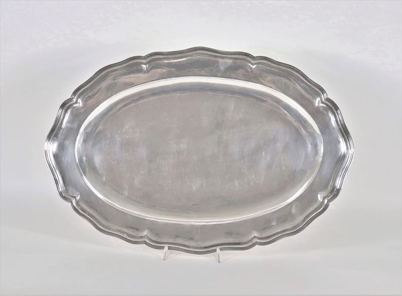 Grande vassoio ovale in argento Sudamericano Sterling 925 gr. 1800