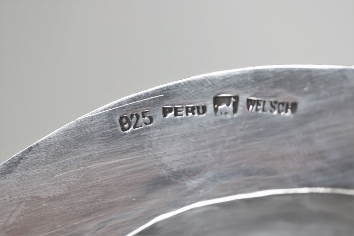 Grande vassoio ovale in argento Sudamericano Sterling 925 gr. 1800