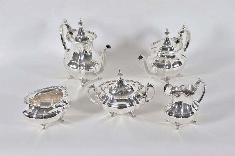 Servizio da tè e caffè in argento americano Sterling 925, Argentieri Reed & Barton (5 pz) gr. 263...