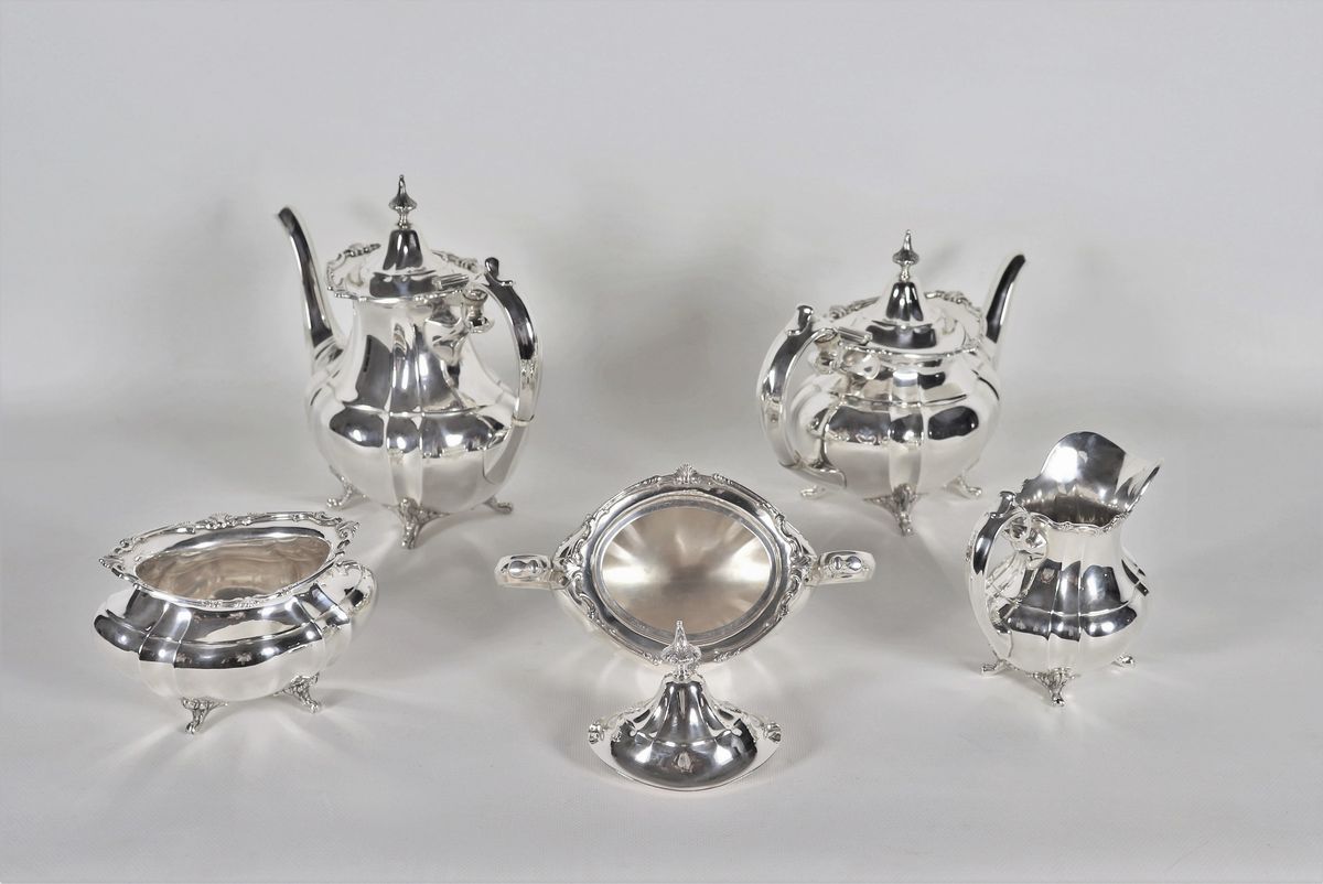 Servizio da tè e caffè in argento americano Sterling 925, Argentieri Reed & Barton (5 pz) gr. 263...