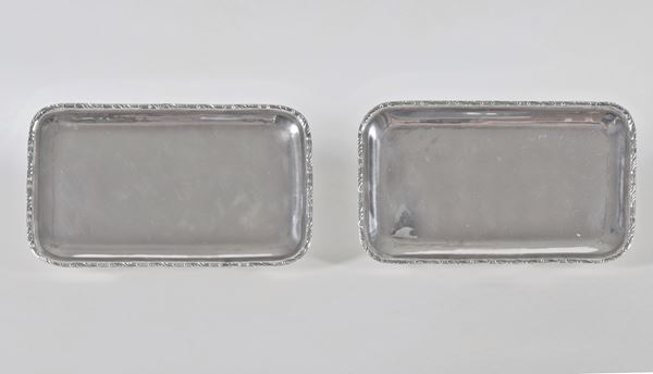 Pair of mail trays in South American Sterling silver 925 gr. 600