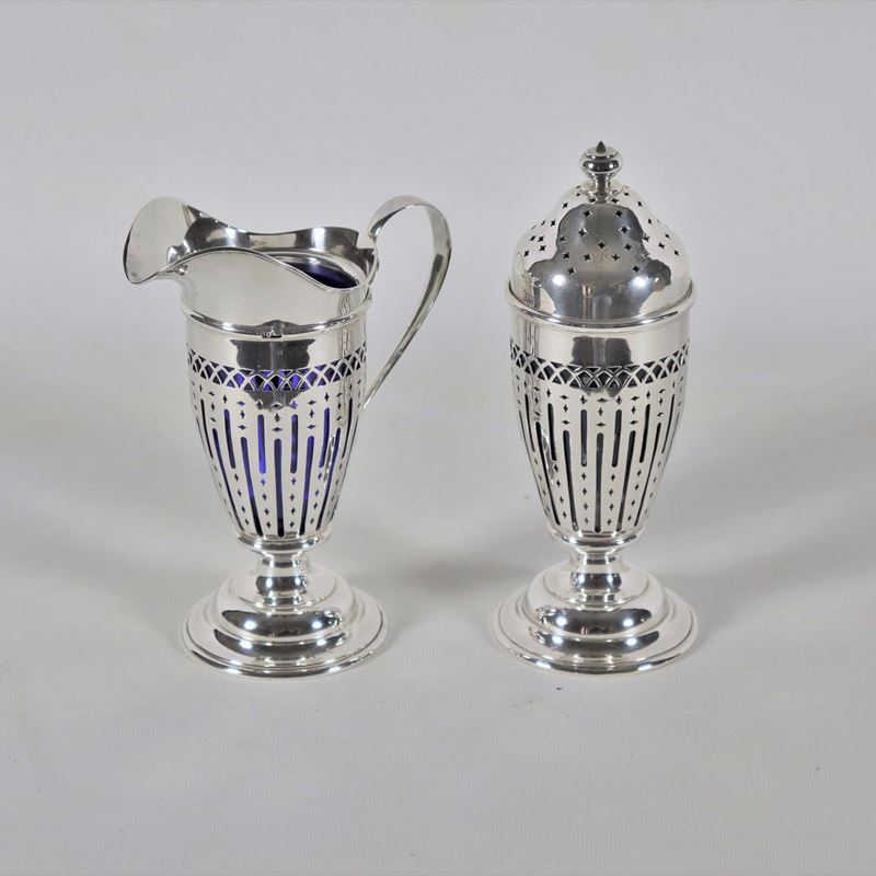 Lattiera e spargizucchero in argento americano Sterling 925 gr. 310