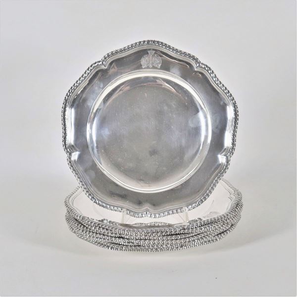 Lot of eight antique English plates in Sheffield