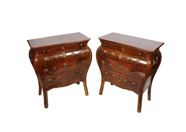 Pair of small antique chest of drawers in walnut