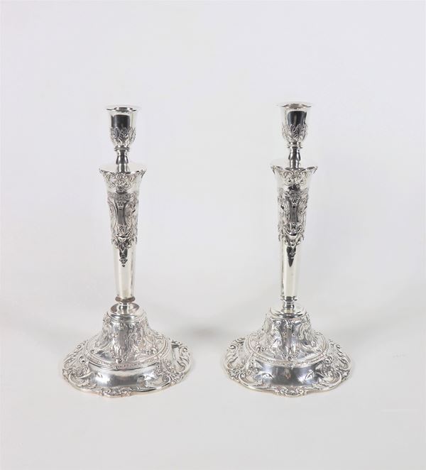 Coppia di candelieri in argento Sterling 925 Argentiere Gorham