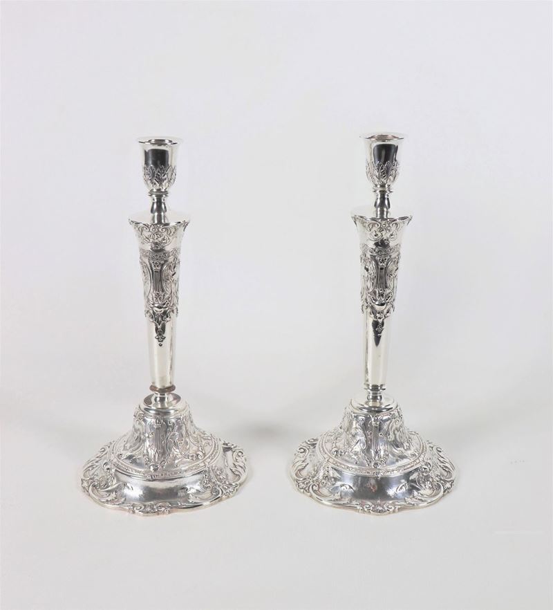 Coppia di candelieri in argento Sterling 925 Argentiere Gorham