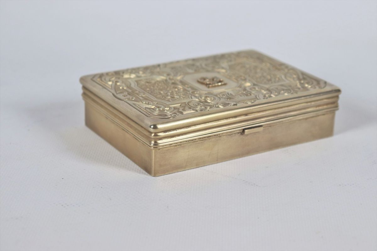 Scatola Epoca Edoardo VII in argento vermeil