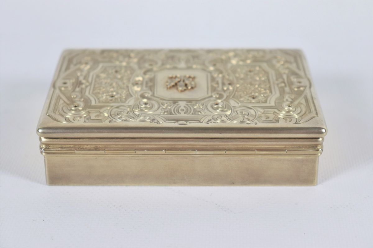 Scatola Epoca Edoardo VII in argento vermeil
