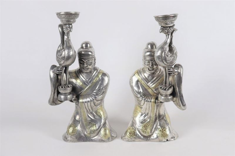 Coppia di sculture in argento 'Santoni'