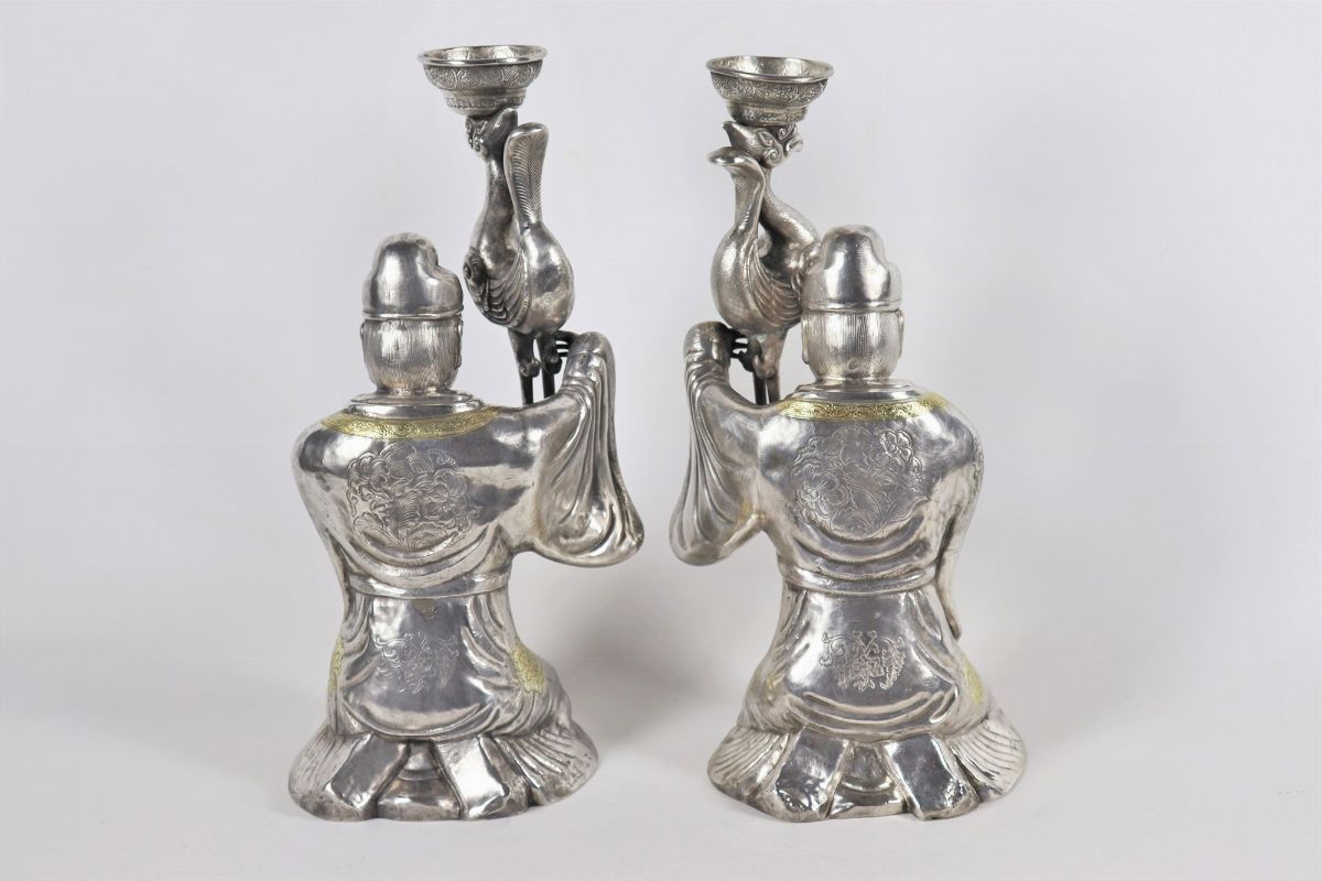 Coppia di sculture in argento 'Santoni'