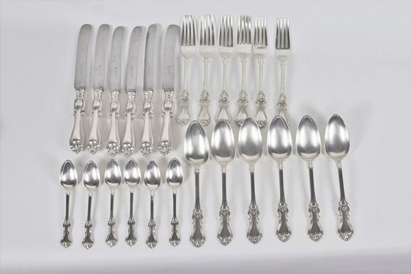 Russian silver cutlery set (24 pcs)