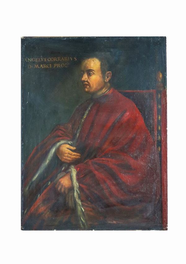 Pittore Lombardo Veneto Fine XVII Secolo - "Ritratto di Angelus Corrarius D. Marci Procurator" dipinto ad olio su tela