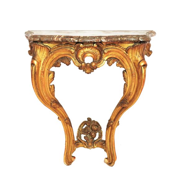 Ancient Roman wall console in gilded wood