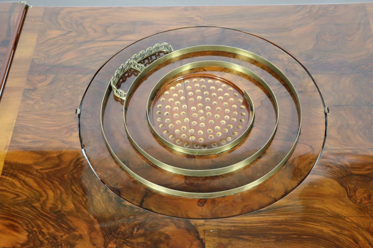 Antico tavolo da gioco francese Backgammon in noce