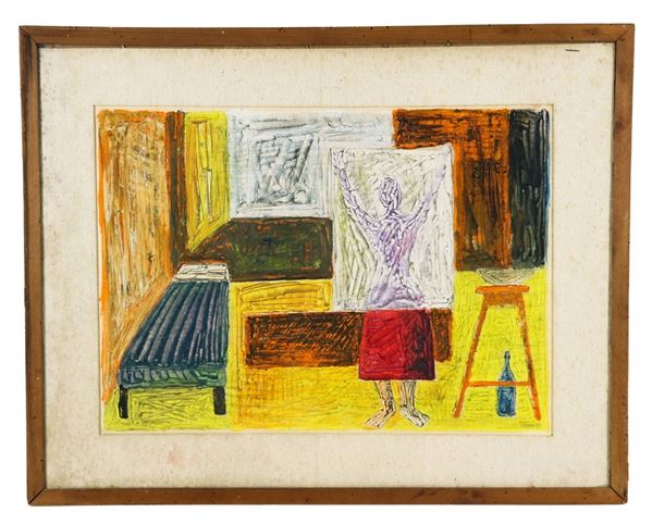 Arte Contemporanea - "Soggetto astratto". Firmato, dipinto a tecnica mista