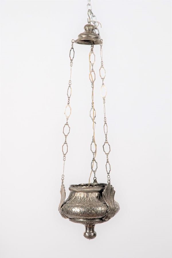 Neapolitan ceiling lantern in silver