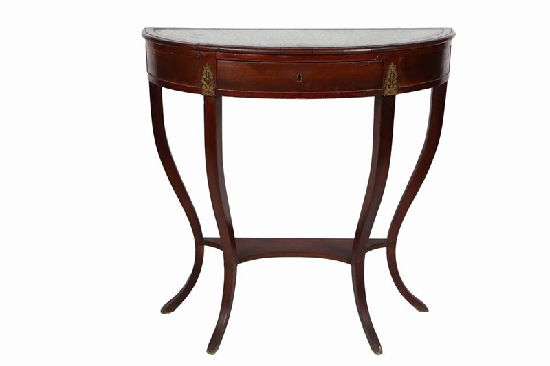 Piccola consolle toscana in mogano di linea Impero