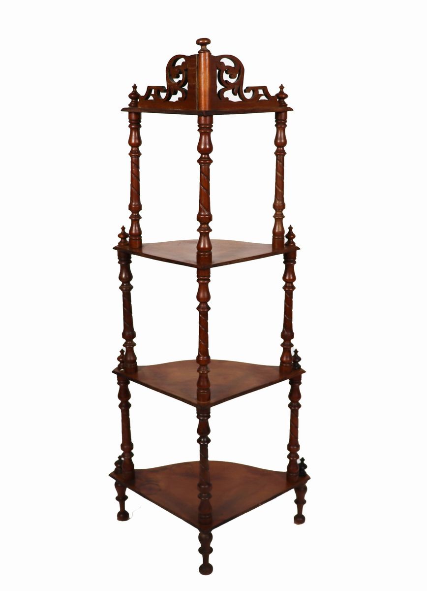 Etagere ad angolo in noce