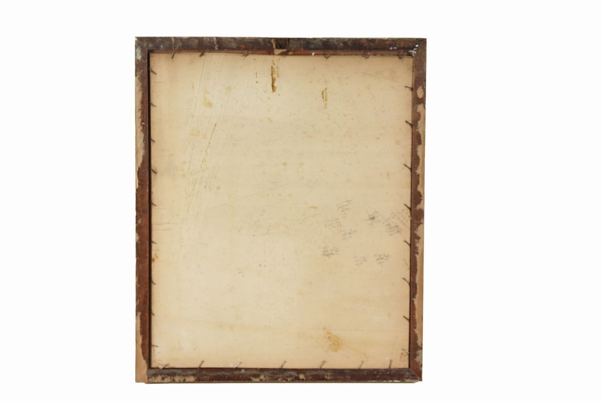 "Scorcio di case". Firmato, disegno a china e matita su carta