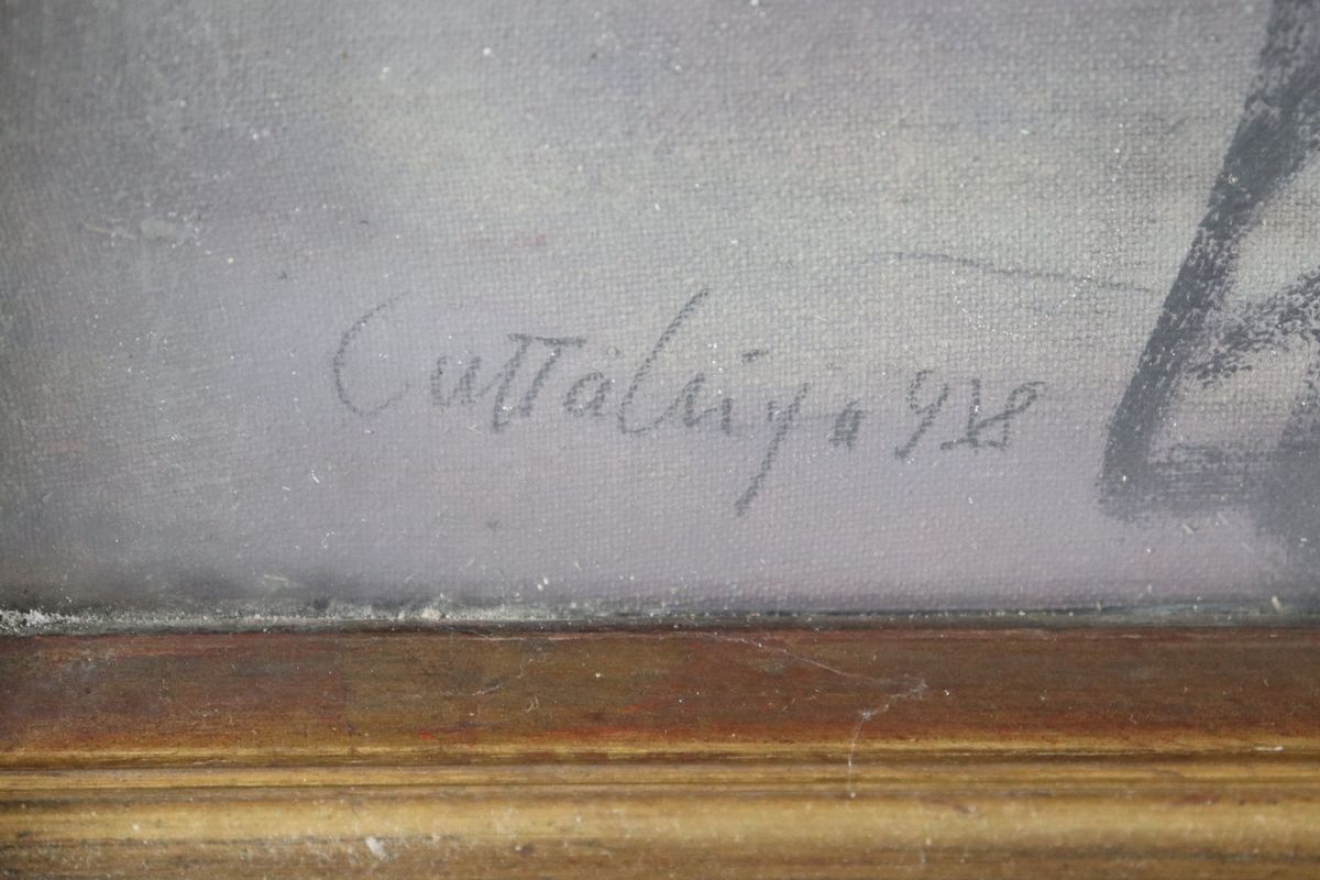 "La sartina". Firmato e datato, dipinto ad olio su tela