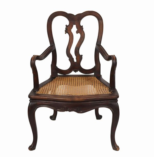 Venetian armchair in walnut of the Louis XV line