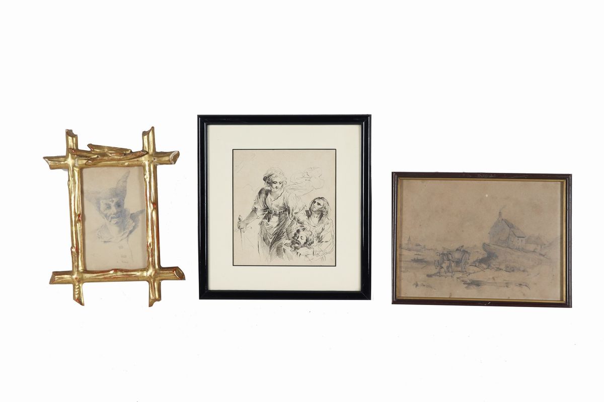 Lotto di sei piccoli disegni