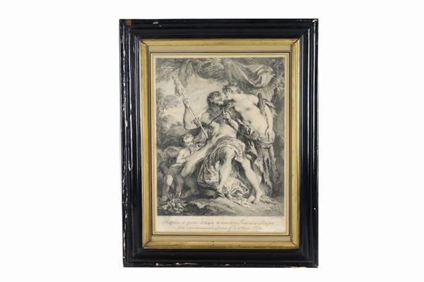 Antica stampa "Soggetto mitologico"
