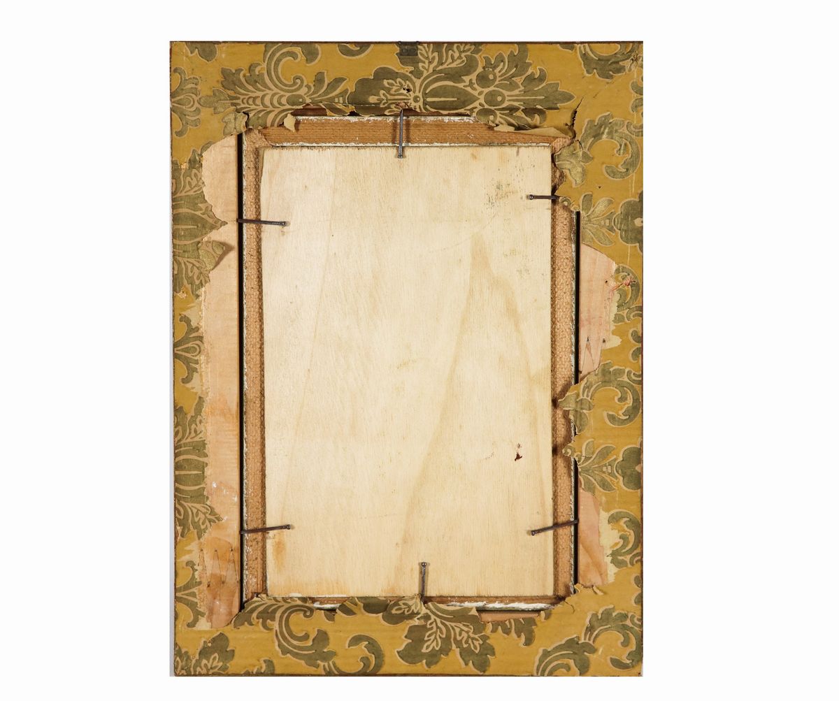 "Approdo di barca di pescatori". Firmato, piccolo dipinto ad olio su compensato