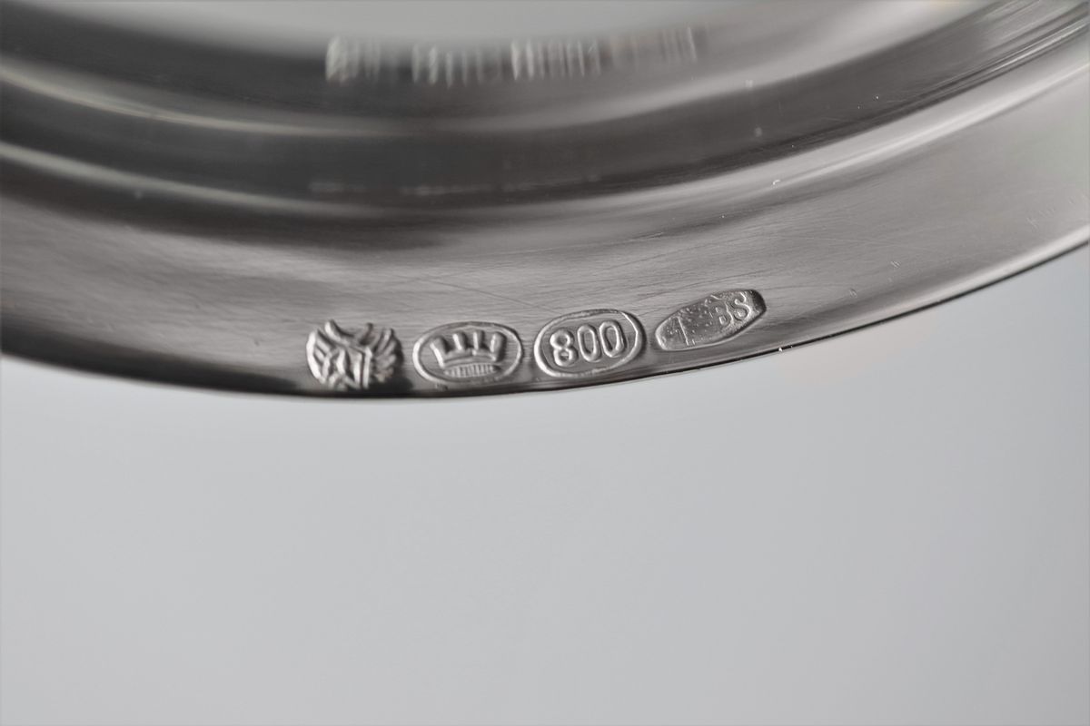 Lotto di sei coppe in argento con piattini (12 pz) gr. 1260