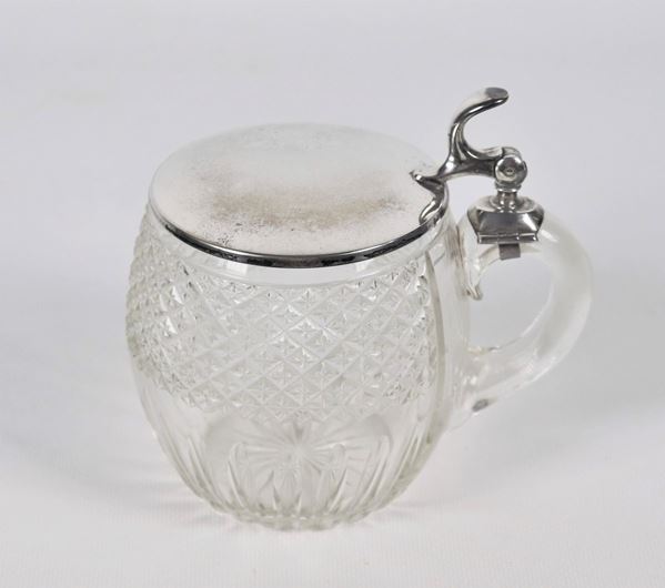 Crystal beer mug with silver lid