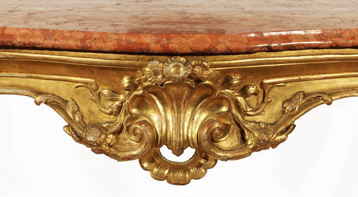 Consolle napoletana Luigi XV in legno dorato