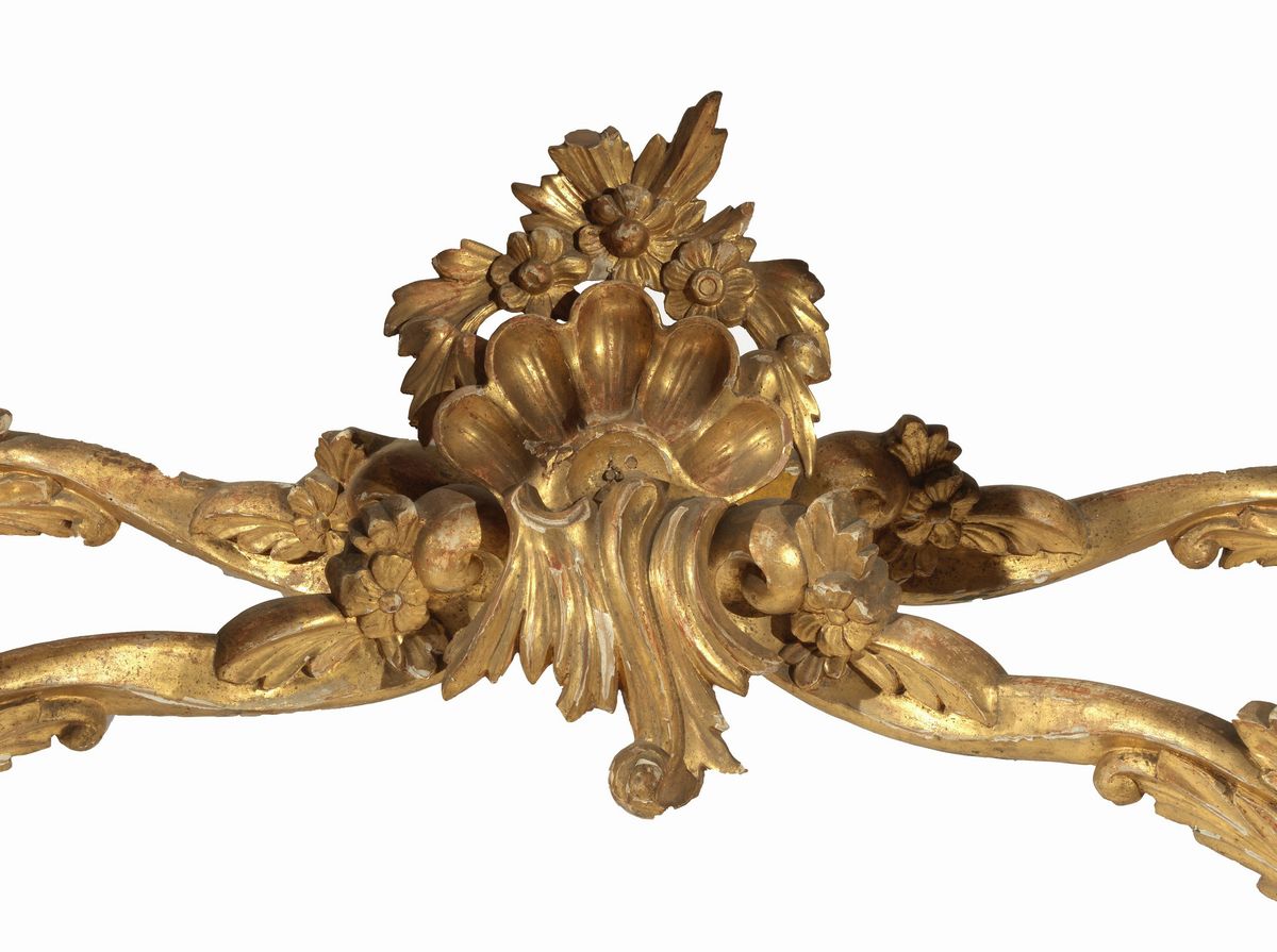 Consolle napoletana Luigi XV in legno dorato